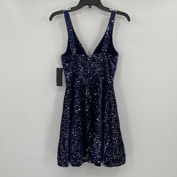 City Studio Womens Navy Velvet Sequined Cocktail and Party Dress Juniors NWT - Picture 6 of 12